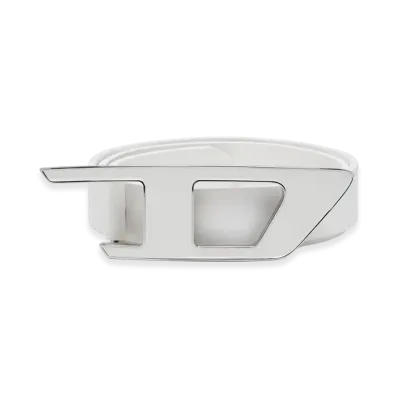 Diesel B-Dlogo Ii 2.5Cm Leather Belt With Enamelled Buckle "White"