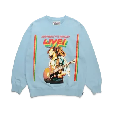 WACKO MARIA Bob Marley / Middle Weight Sweat Shirt "Light Blue"