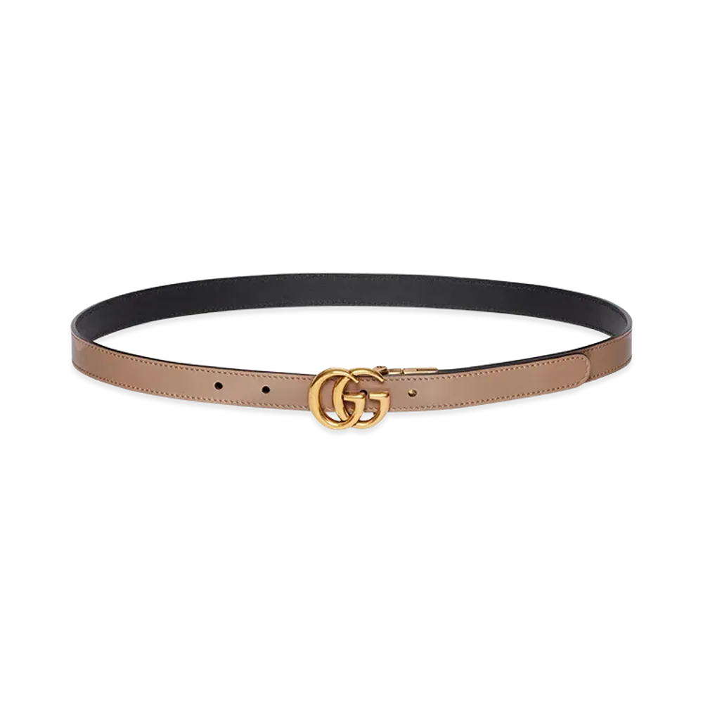 GUCCI Women's Leather GG Marmont Reversible Belt "Beige"