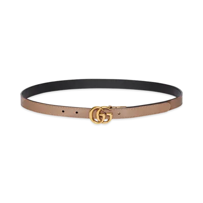 GUCCI Women's Leather GG Marmont Reversible Belt "Beige"