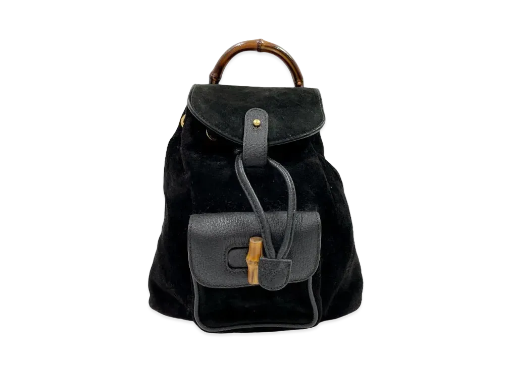 GUCCI Backpack Mini Bamboo Suede "Black"