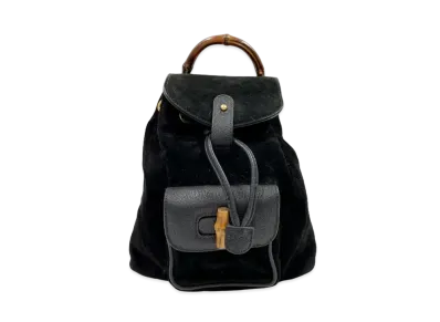 GUCCI Backpack Mini Bamboo Suede "Black"