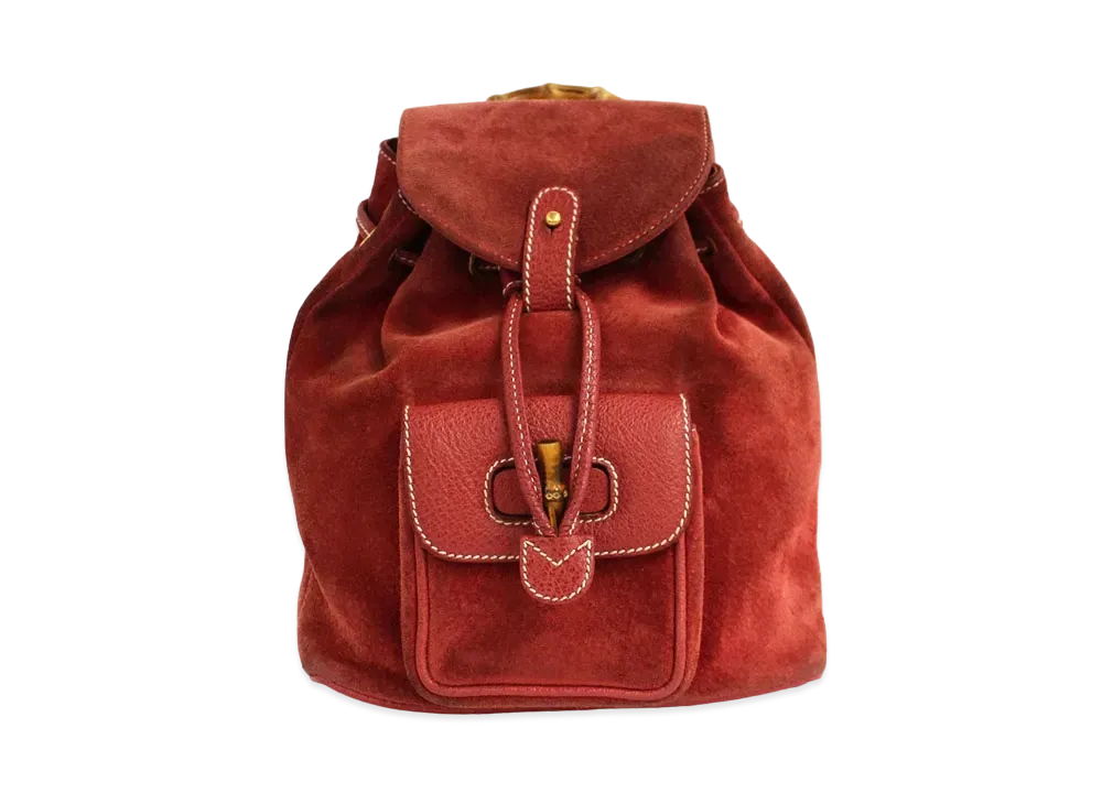 GUCCI Backpack Mini Bamboo Suede "Red"