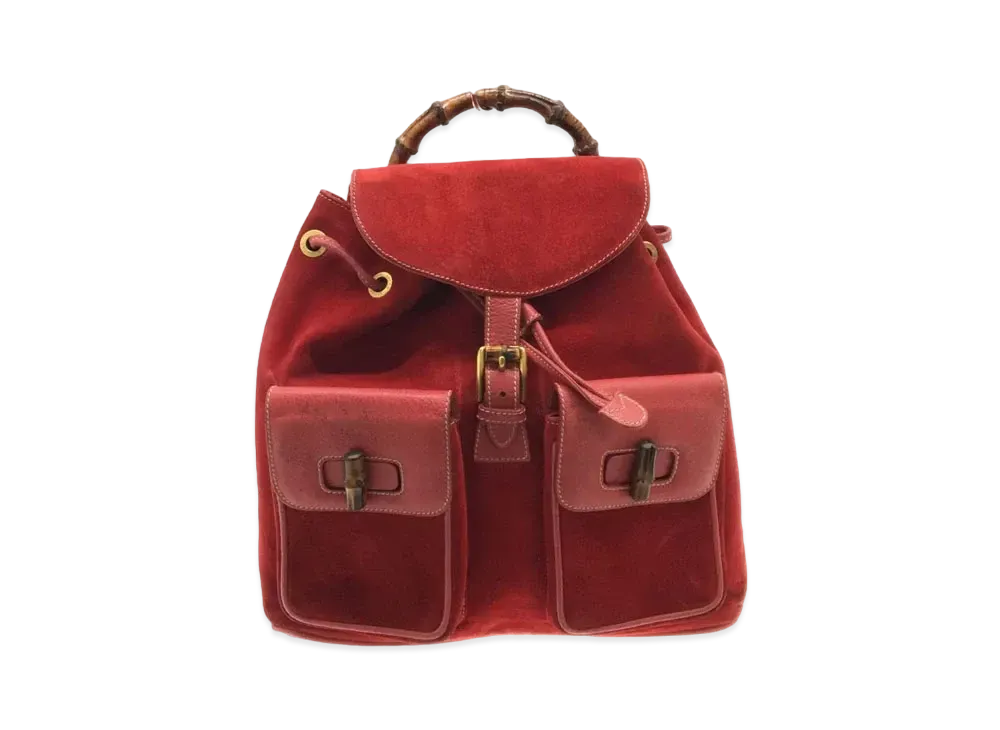 GUCCI Backpack Bamboo Suede "Red"
