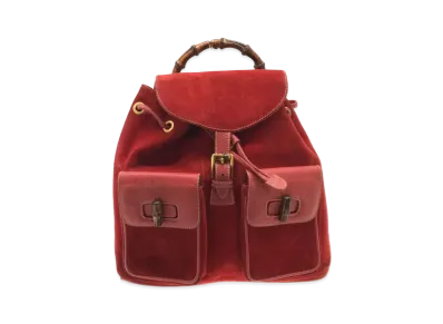 GUCCI Backpack Bamboo Suede "Red"