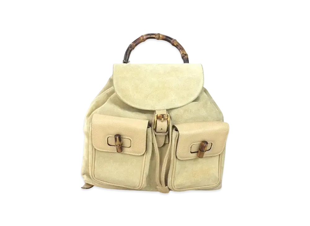 GUCCI Backpack Bamboo Suede "White"