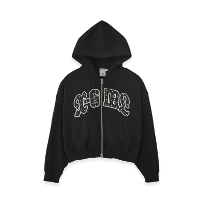 X-Girl Studded Logo Zip Up Sweat Hoodie "Black"
