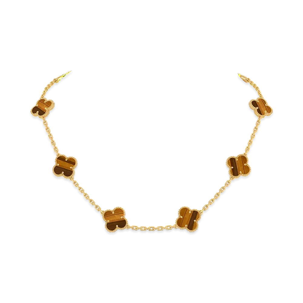 Van Cleef & Arpels Vintage Alhambra necklace 10 motifs "18K Yellow gold/Tiger's eye"