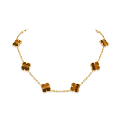Van Cleef & Arpels Vintage Alhambra necklace 10 motifs "18K Yellow gold/Tiger's eye"