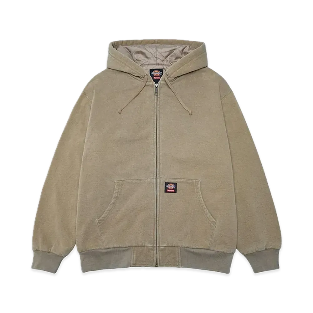 Supreme x Dickies Quilted Lined Zip Up Hooded Sweatshirt "Tan"