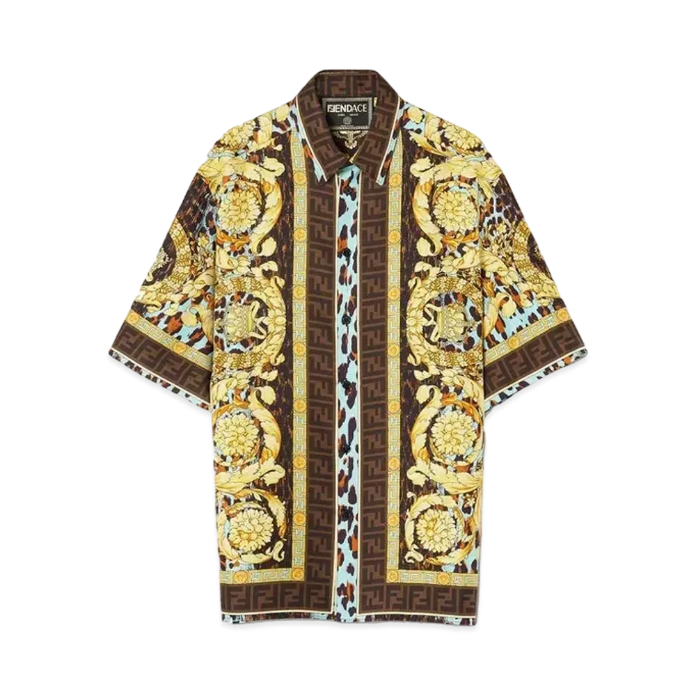 FENDI x Versace Fendace Gold Baroque Silk Shirt