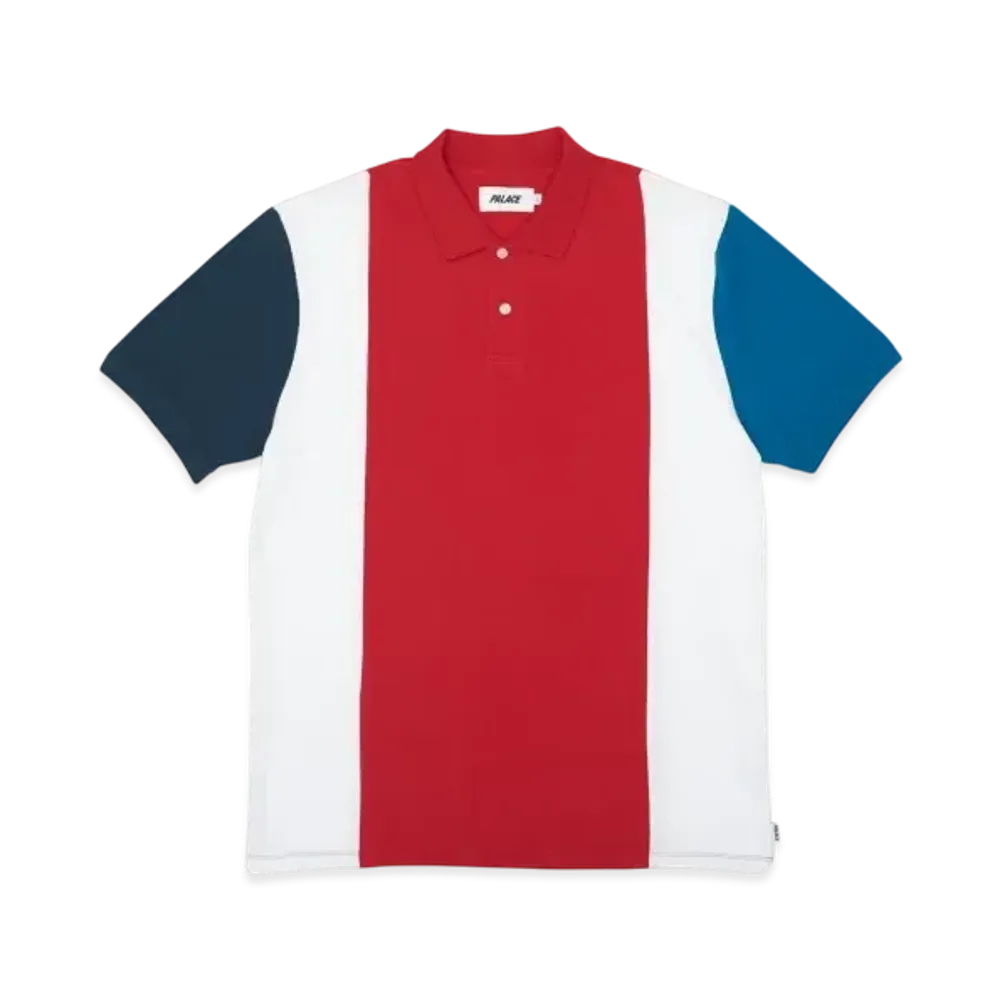 PALACE Stripe Panel Polo "Red White"
