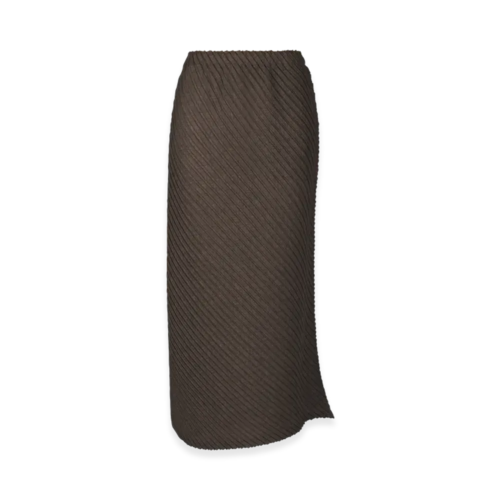 ISSEY MIYAKE Sheer Linen Like Pleats "NasuBrown"