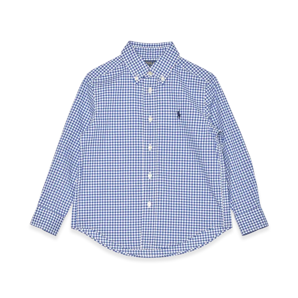 Polo Ralph Lauren Gingham Cotton Poplin Shirt Kids "Blue"