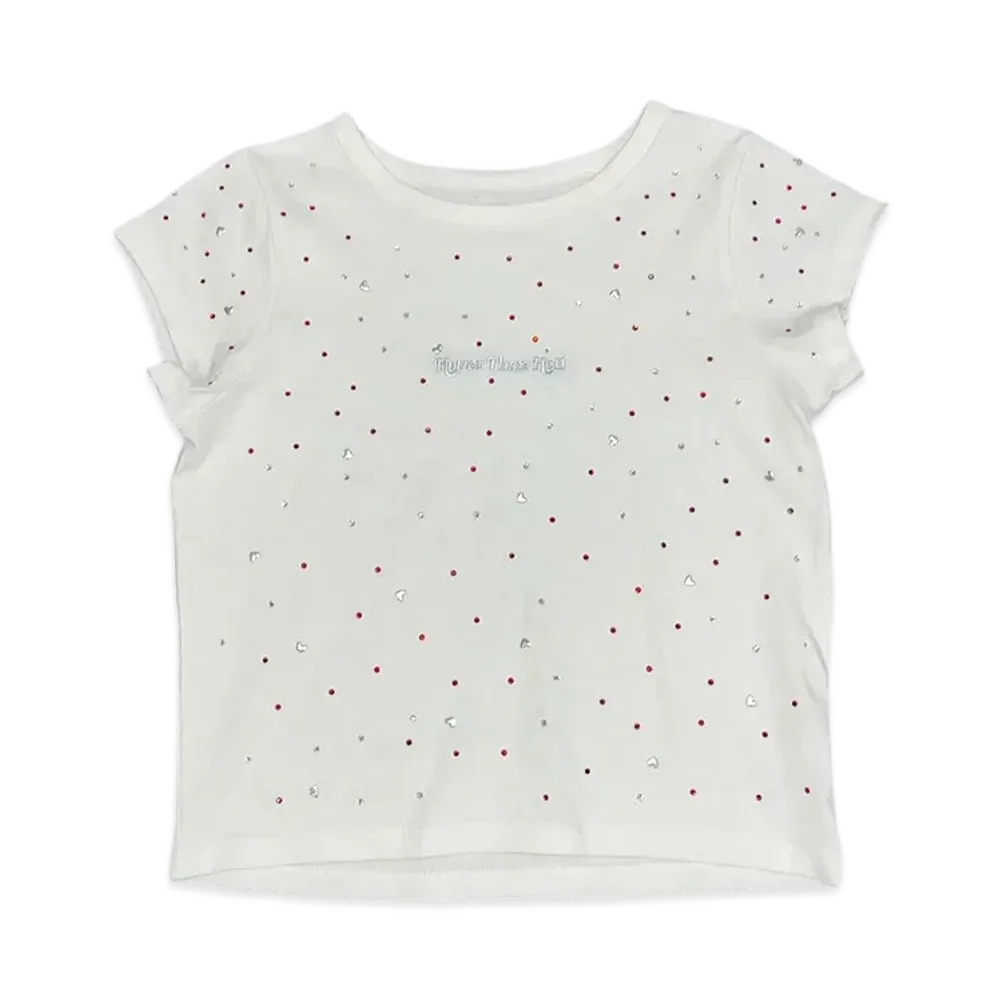 HTH Rhinestone Cropped Tee "WHITE"