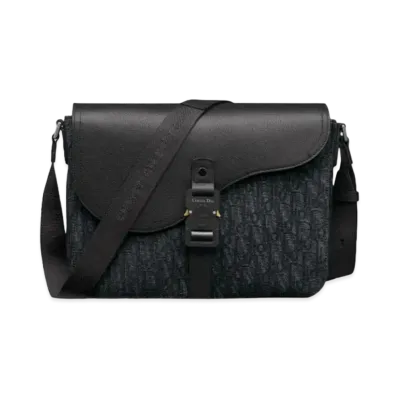 Dior Saddle Messenger Bag Dior Oblique Jacquard and Grained Calfskin "Black"