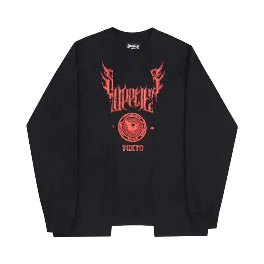 SUPPLIER Metal College Logo Cutting Long Sleeve "Black"