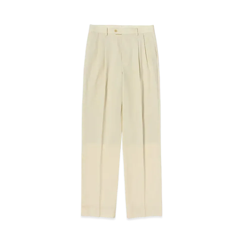 AURALEE Wool Kid Mohair Hop Sack Two-Tuck Slacks "Ivory White"