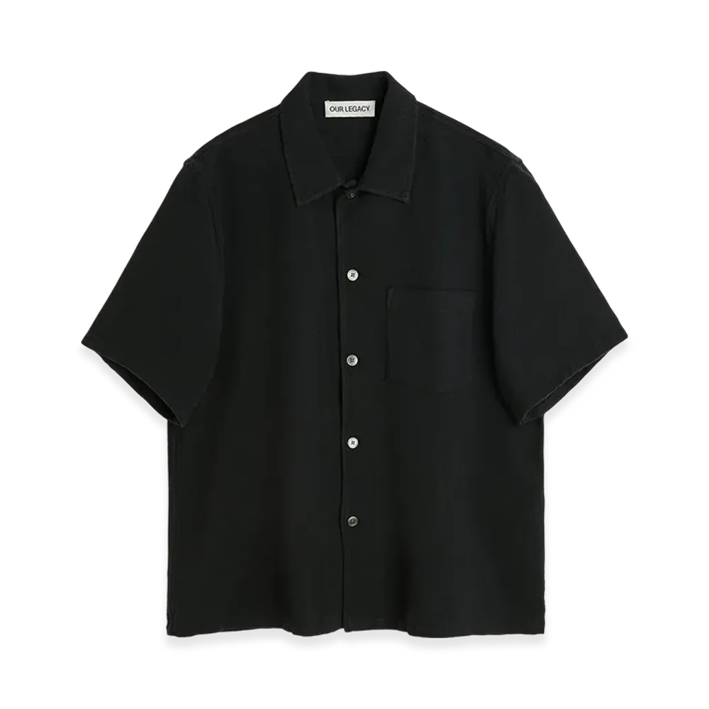 OUR LEGACY Box Shirt Shortsleeve "Black Crochet Weave"