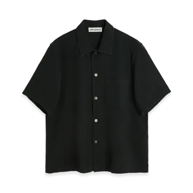 OUR LEGACY Box Shirt Shortsleeve "Black Crochet Weave"