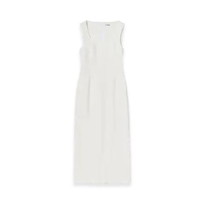 AURALEE Hard Twist Cotton Linen Gabardine Dress "White"