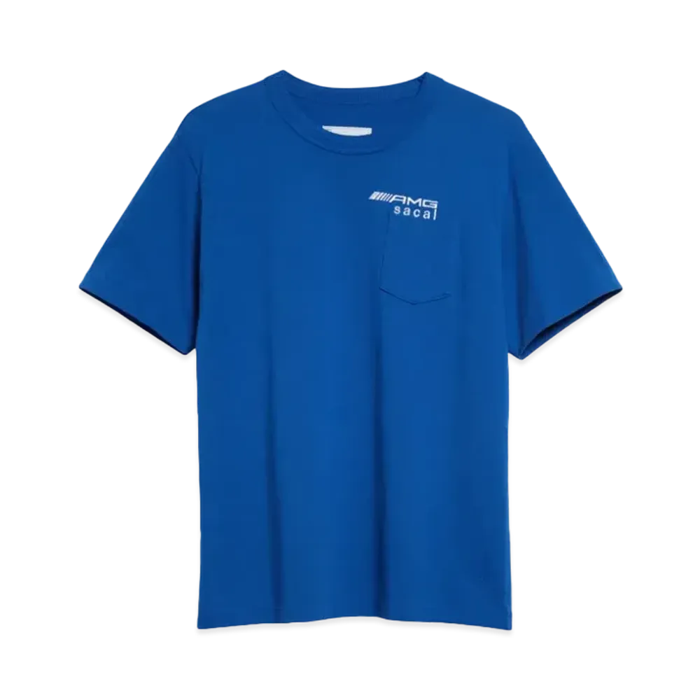 sacai x Mercedes AMG Logo Embroideed Cotton Pocket T-Shirt "Blue"