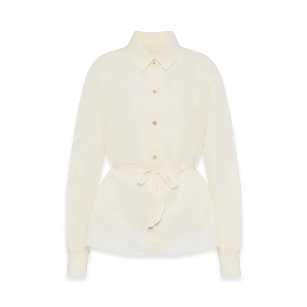Maison Margiela Tie Waist Silk Cotton Shirt "Cream"