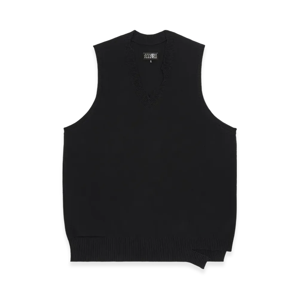 MM6 Maison Margiela Women's Gauge 7 Distressed Sleeveless Knit Mini Dress "Black"