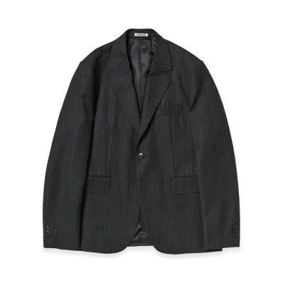 AURALEE Bluefaced Wool Jacket "Charcoal Navy Stripe"