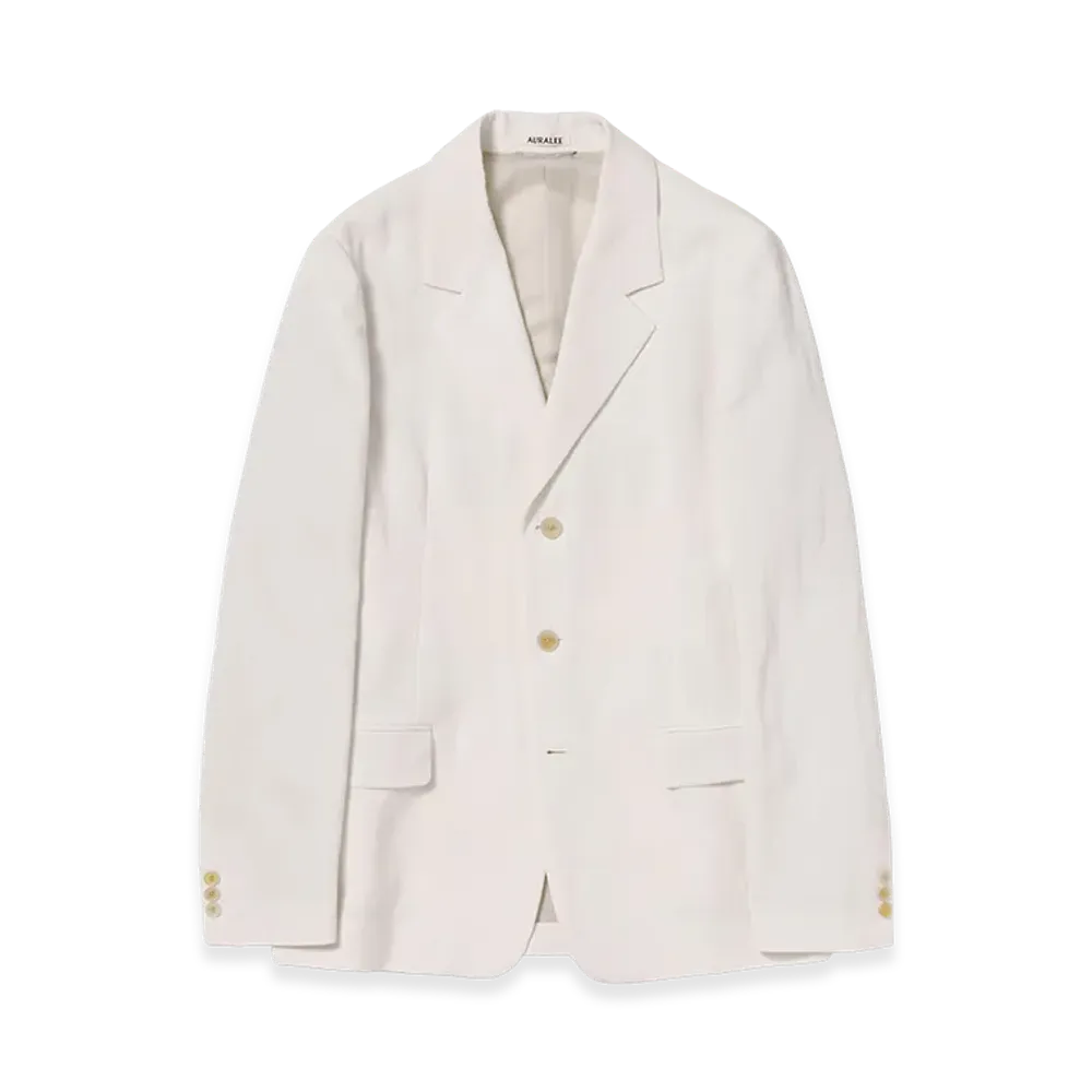 AURALEE High-Twist Wool Linen Twill Jacket "Off White"