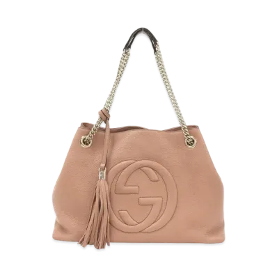 GUCCI GG SOHO Interlocking G Chain Shoulder Bag "Beige"