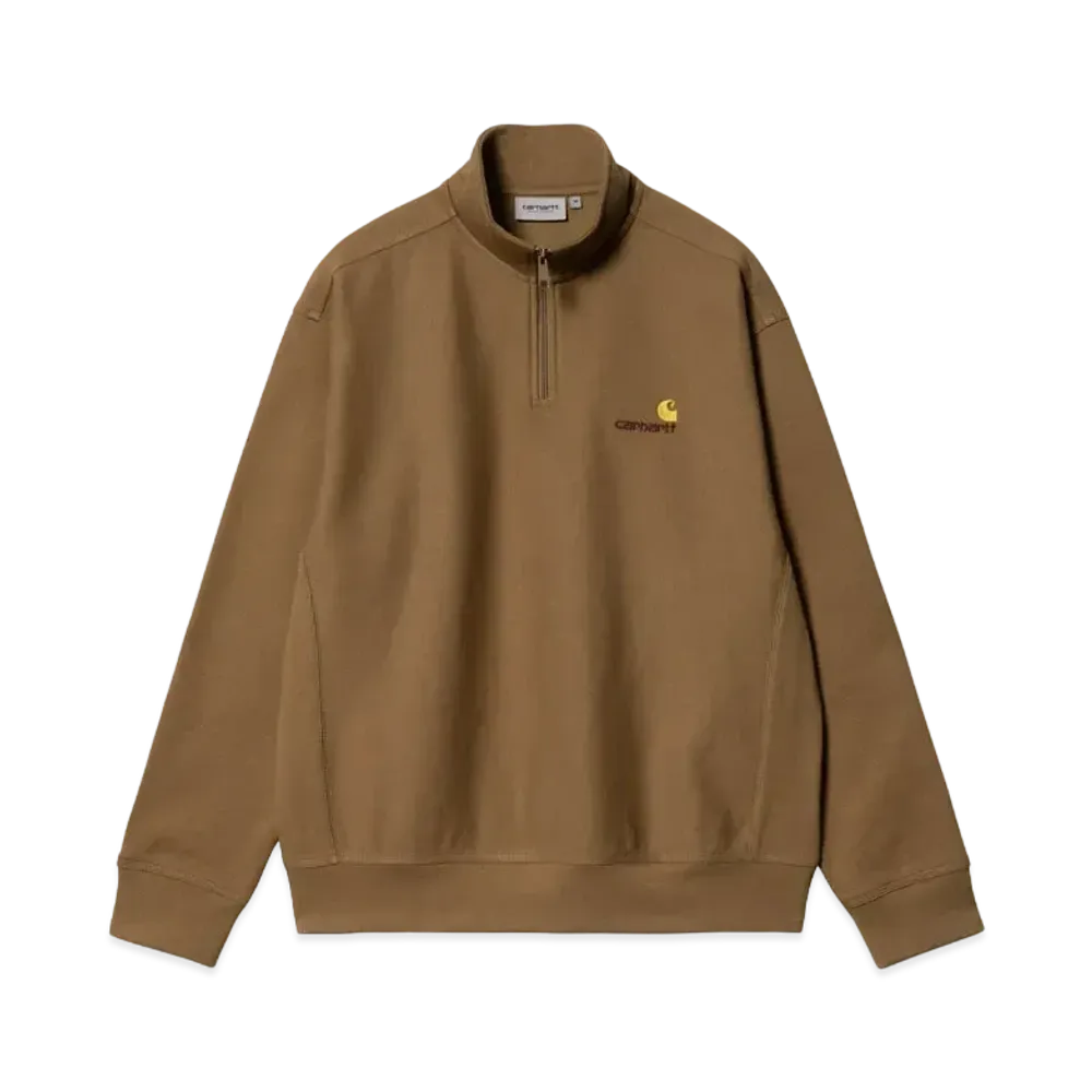 Carhartt Half Zip American Script Sweatshirt "Hamilton Brown"