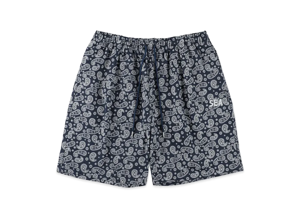 WIND AND SEA Pattern Logo Shorts "Navy Paisley"