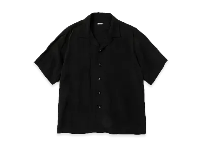 A.PRESSE Vintage Silk Linen S/S Open Collar Shirts "Black"