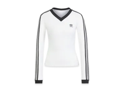 adidas Women's V-Neck Long Sleeve Shirt "White"