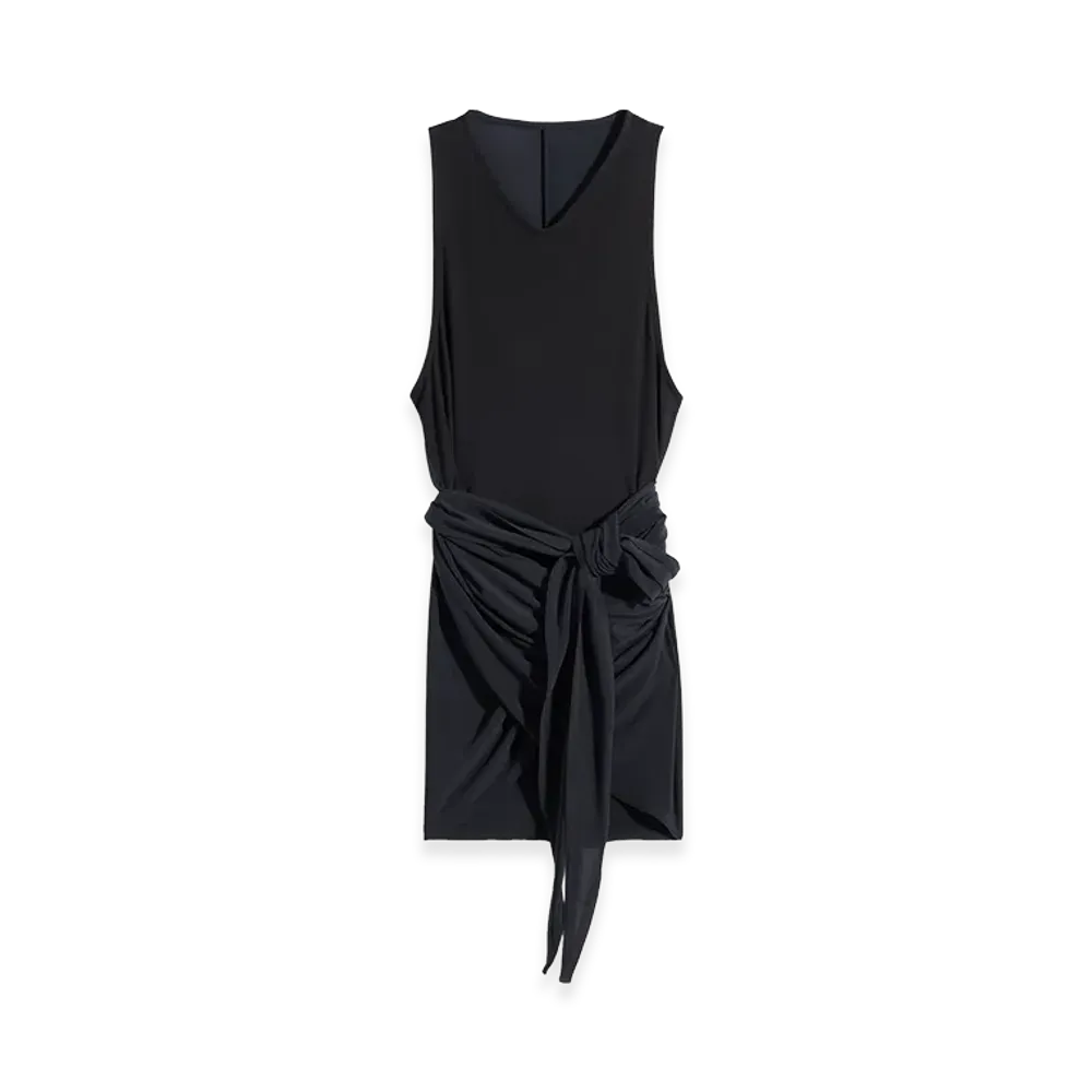 LEMAIRE Women's Viscose Crepe Jersey Sleeveless Wrap Top "Charcoal"