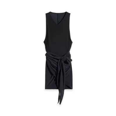LEMAIRE Women's Viscose Crepe Jersey Sleeveless Wrap Top "Charcoal"