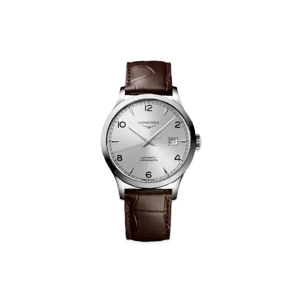 Longines Record Collection 40.00 mm "Silver Sun Ray/Stainless Steel/Brown" L2.821.4.76.2