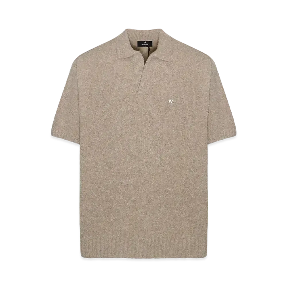 REPRESENT Boucle Textured Knit Polo "Cashmere"