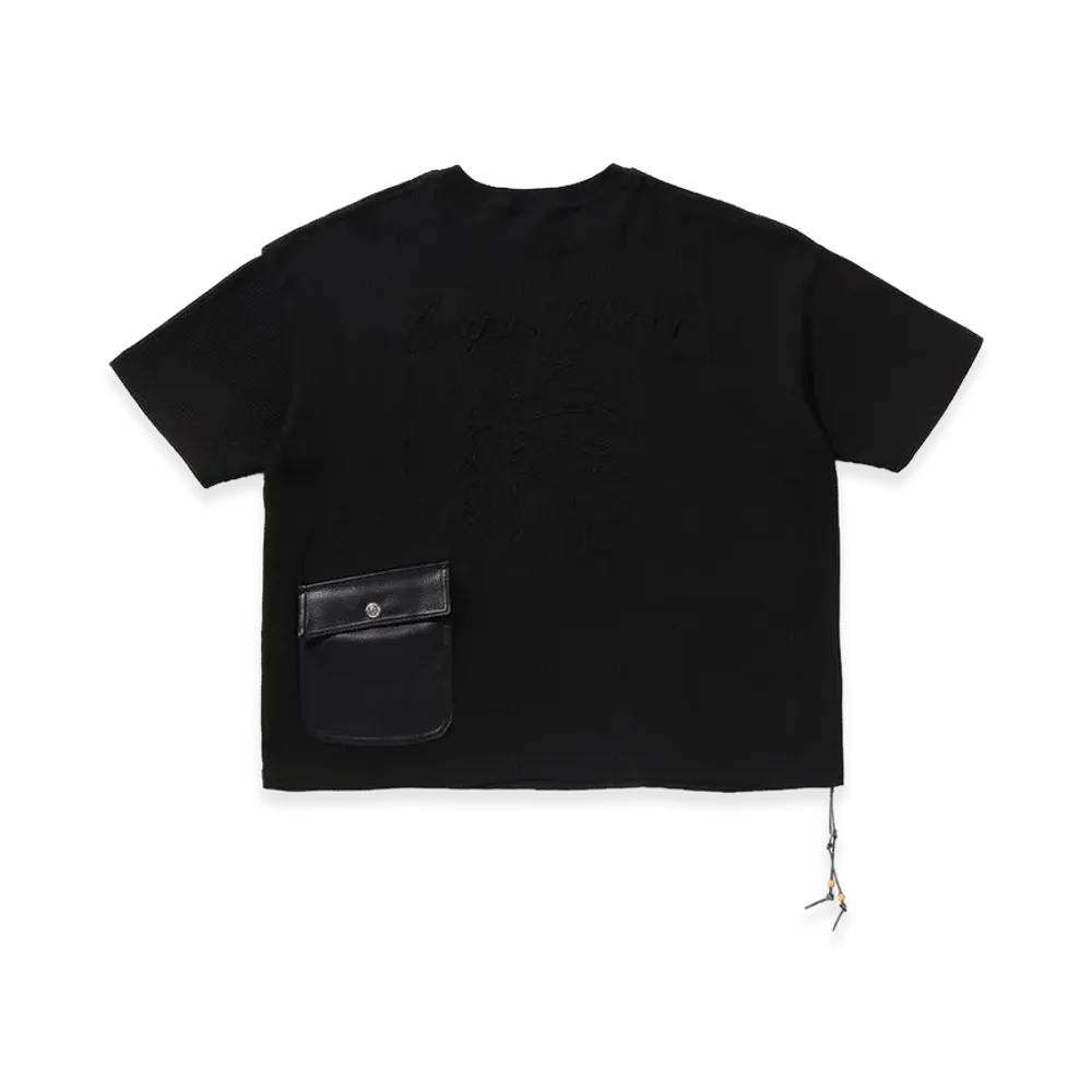A BATHING APE Waffle Worker Ropestitch Tee "Black"