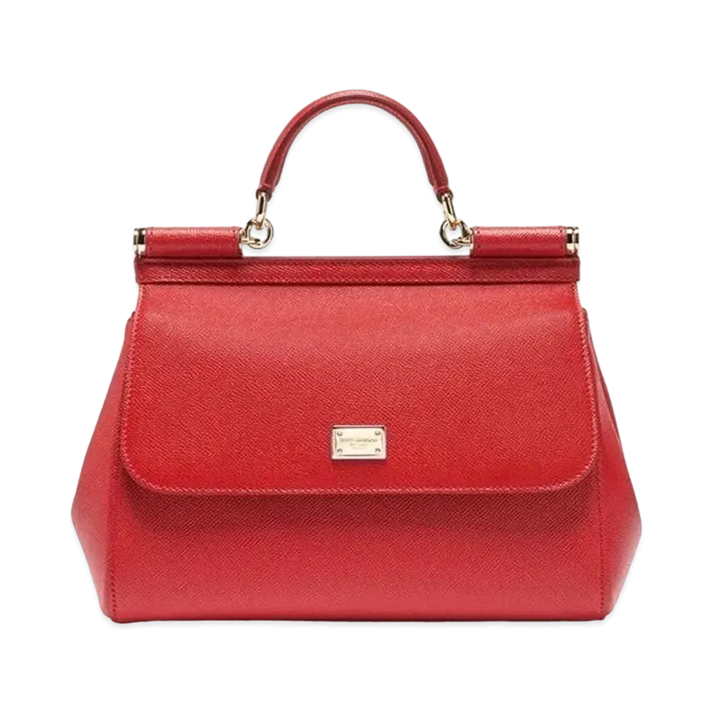 Dolce&Gabbana Sicily Bag Dauphine Leather Medium Size "Red"