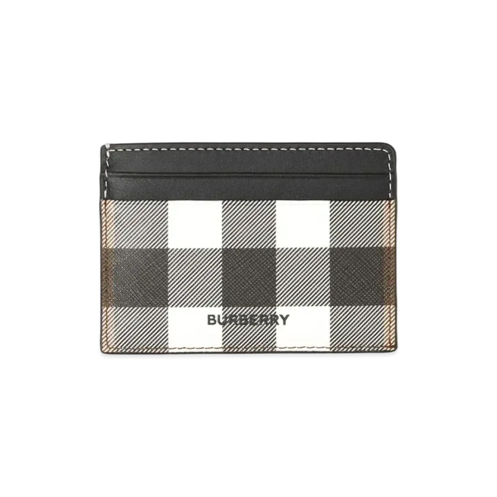 Burberry Check Print & Leather Card Case "Dark Barch Brown"