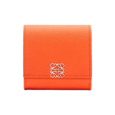 LOEWE Anagram Compact Flap Wallet Peble Grain Calf "Orange"