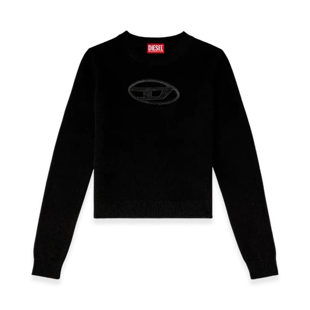 Diesel M-Areesa-Slim Cashmere-Blend Jumper With Cut-Out Logo "Black"