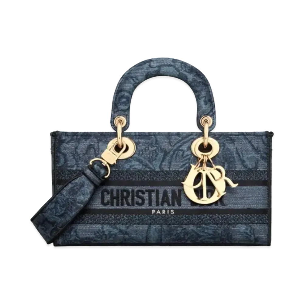 Dior Medium Lady D-Joy Bag Embroidery Albero Della Vita "Denim Blue"