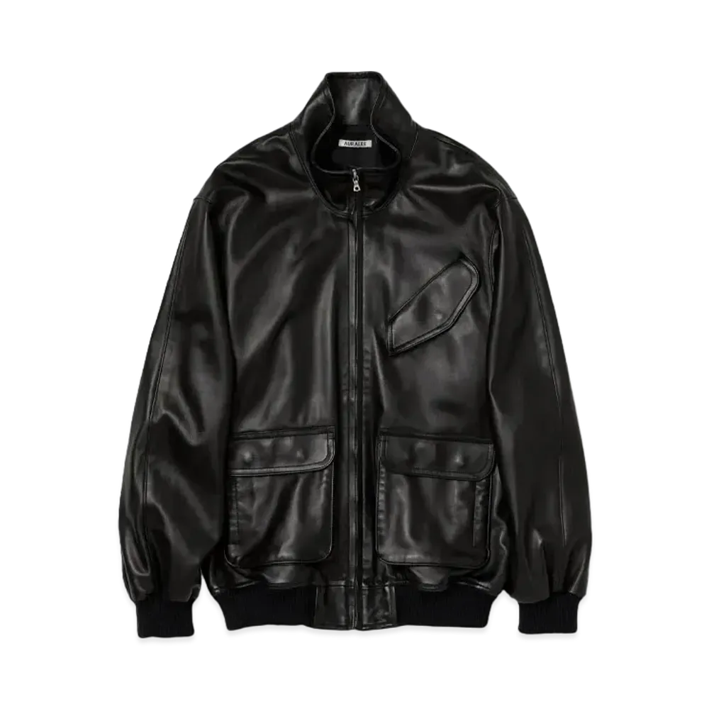 AURALEE Lamb Leather Zip Blouson "Black"