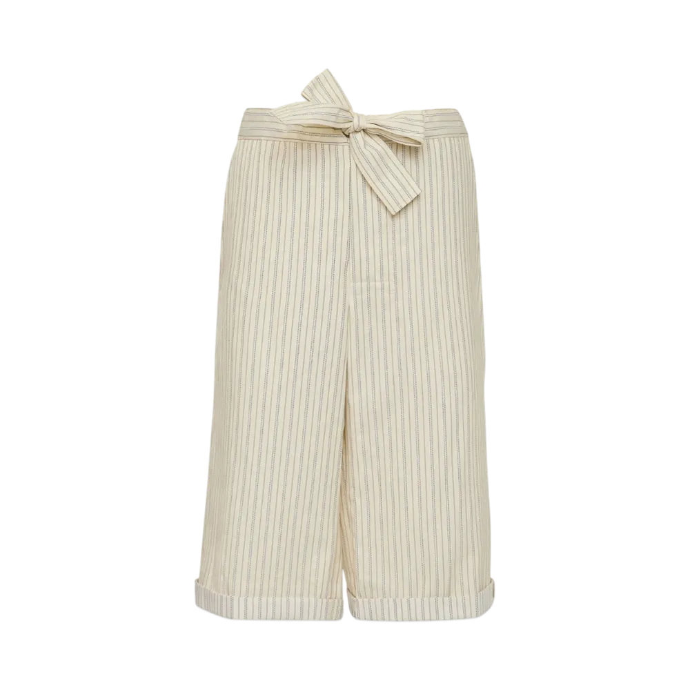 Maison Margiela Men's Stripe Tie Shorts "Ecru"