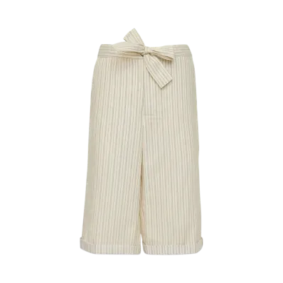 Maison Margiela Men's Stripe Tie Shorts "Ecru"