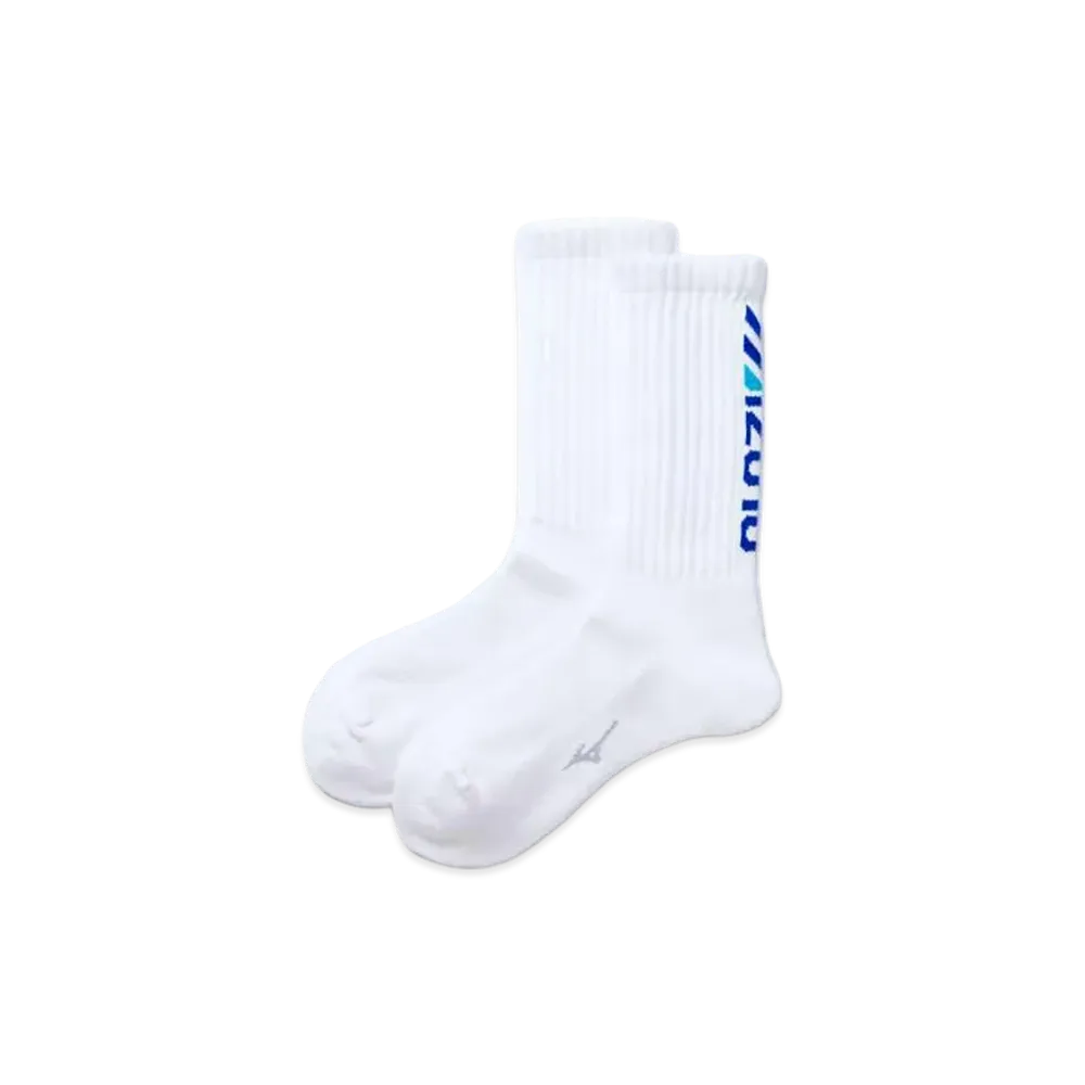 MIZUNO Dry Vector Pile Regular Socks "White/Blue"