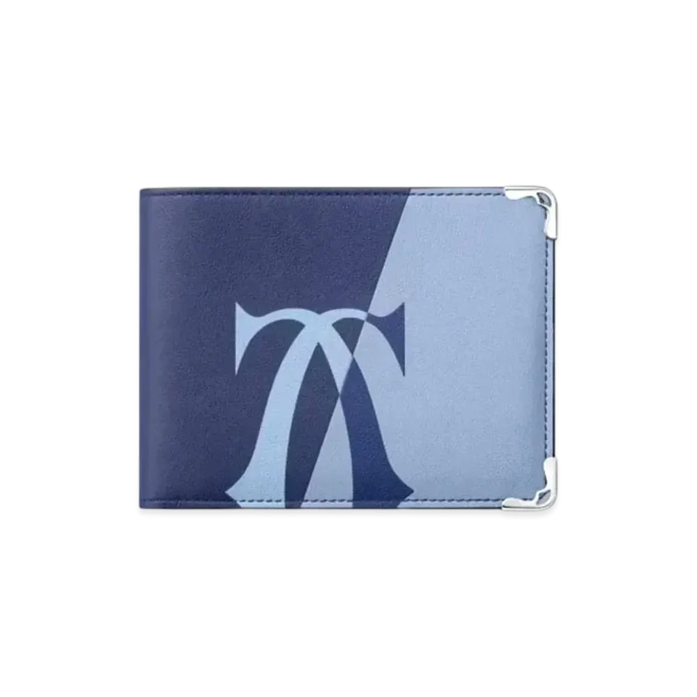 Cartier 6 Credit Card Compact Wallet Must de Cartier "Deep Blue/Cloud Gray"